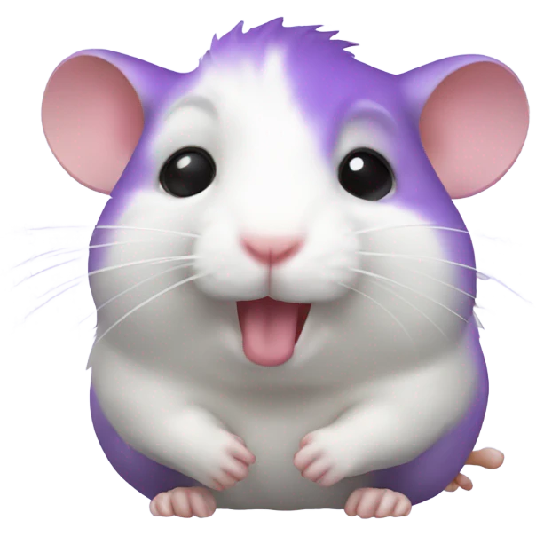 Purple hamster with eat emoji