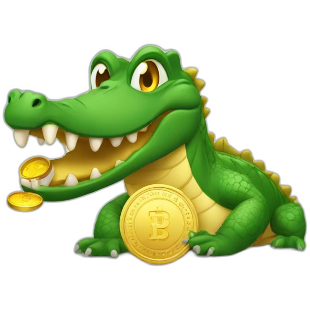 crocodile holding gold coin emoji