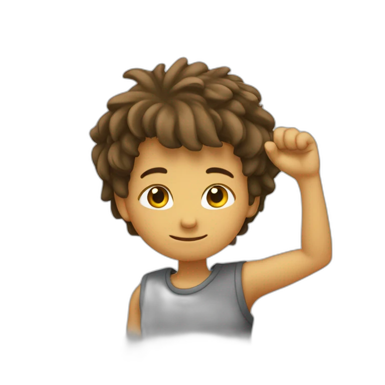 Un garçon qui fait un dab emoji