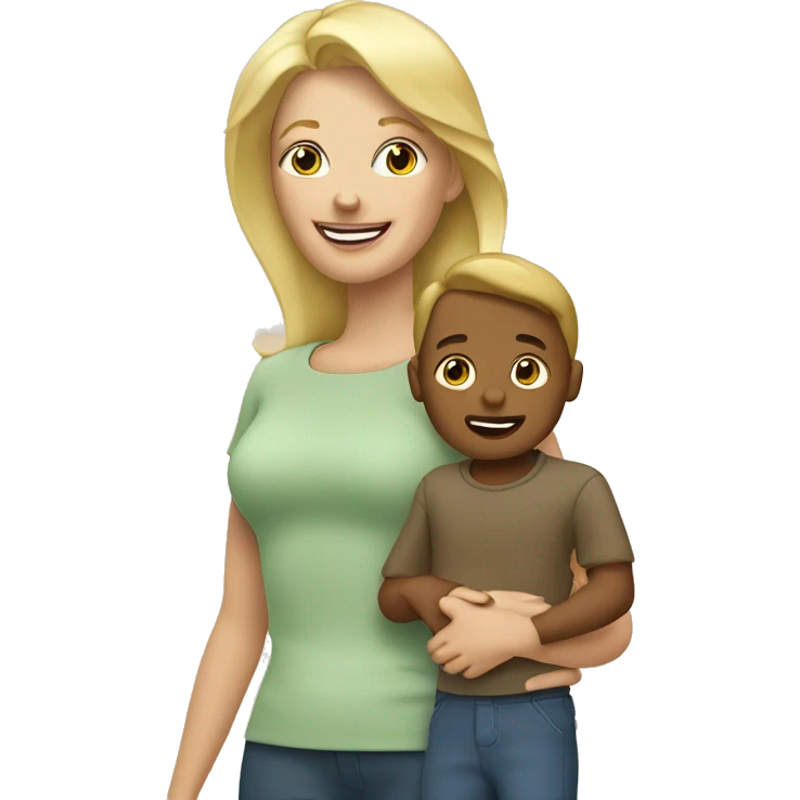 Maman blonde avec son petit garçon. emoji