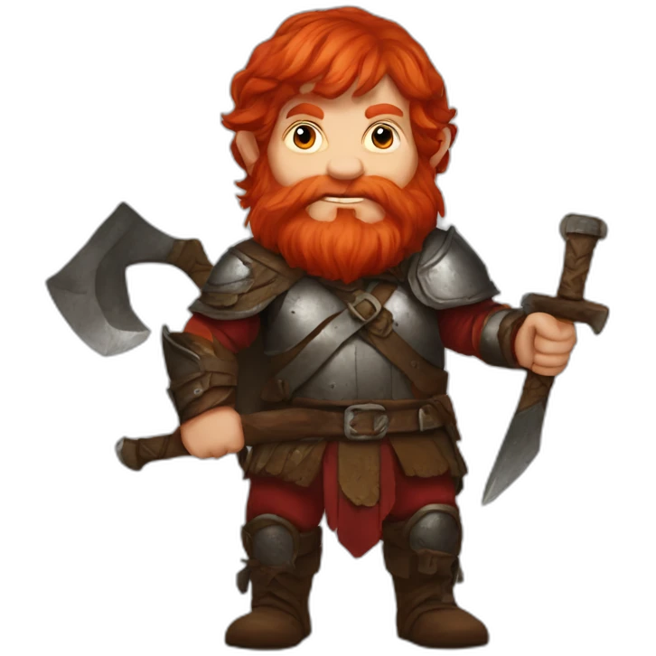 A red hair dwarf with an greataxe emoji