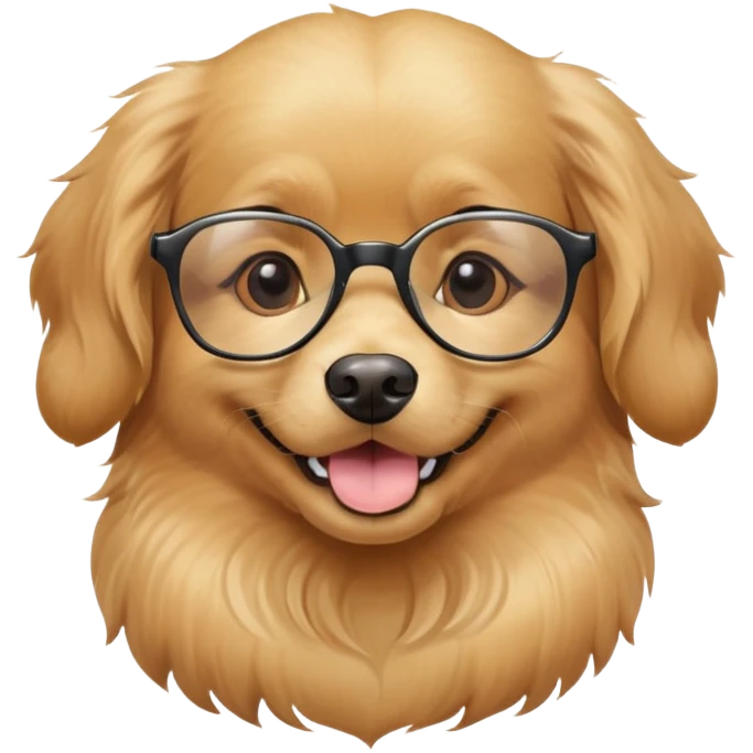 Dog wearing glasses with a sweet smile emoji