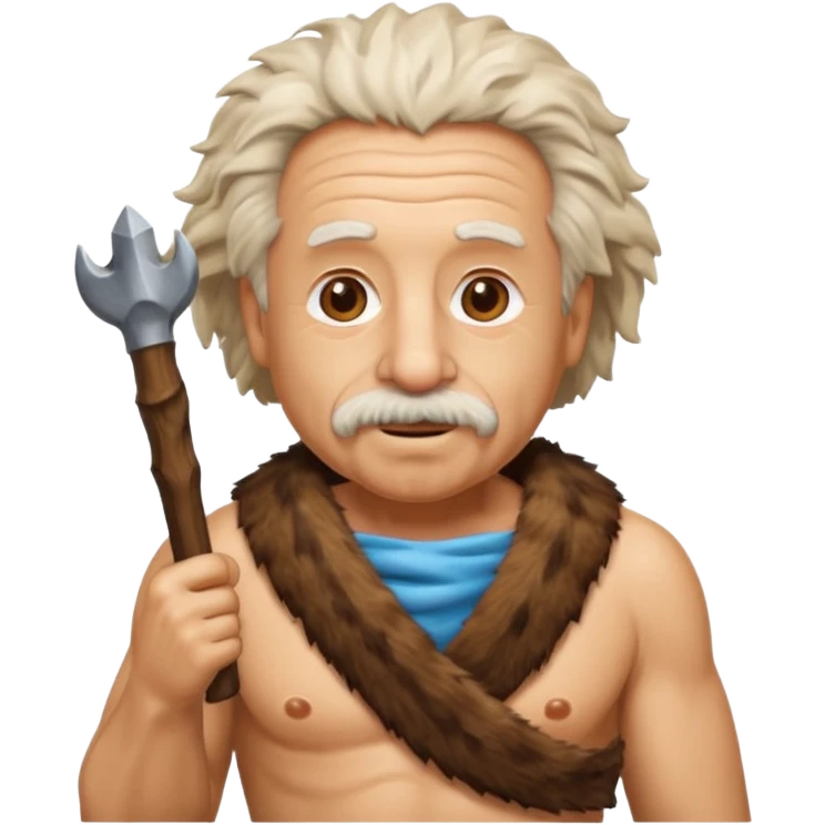 Albert Einstein as a caveman, emoji style emoji