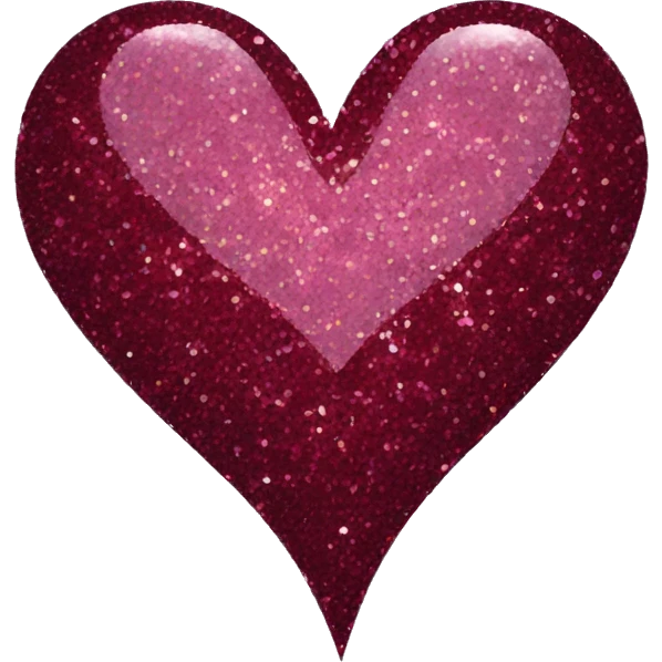 Burgundy heart glitter emoji