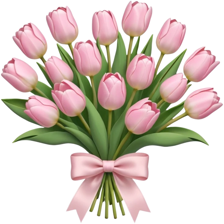 very pale pink tulips bouquet with light pink bow emoji