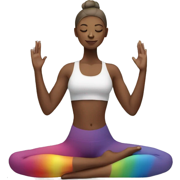 Yoga woman with rainbow  emoji