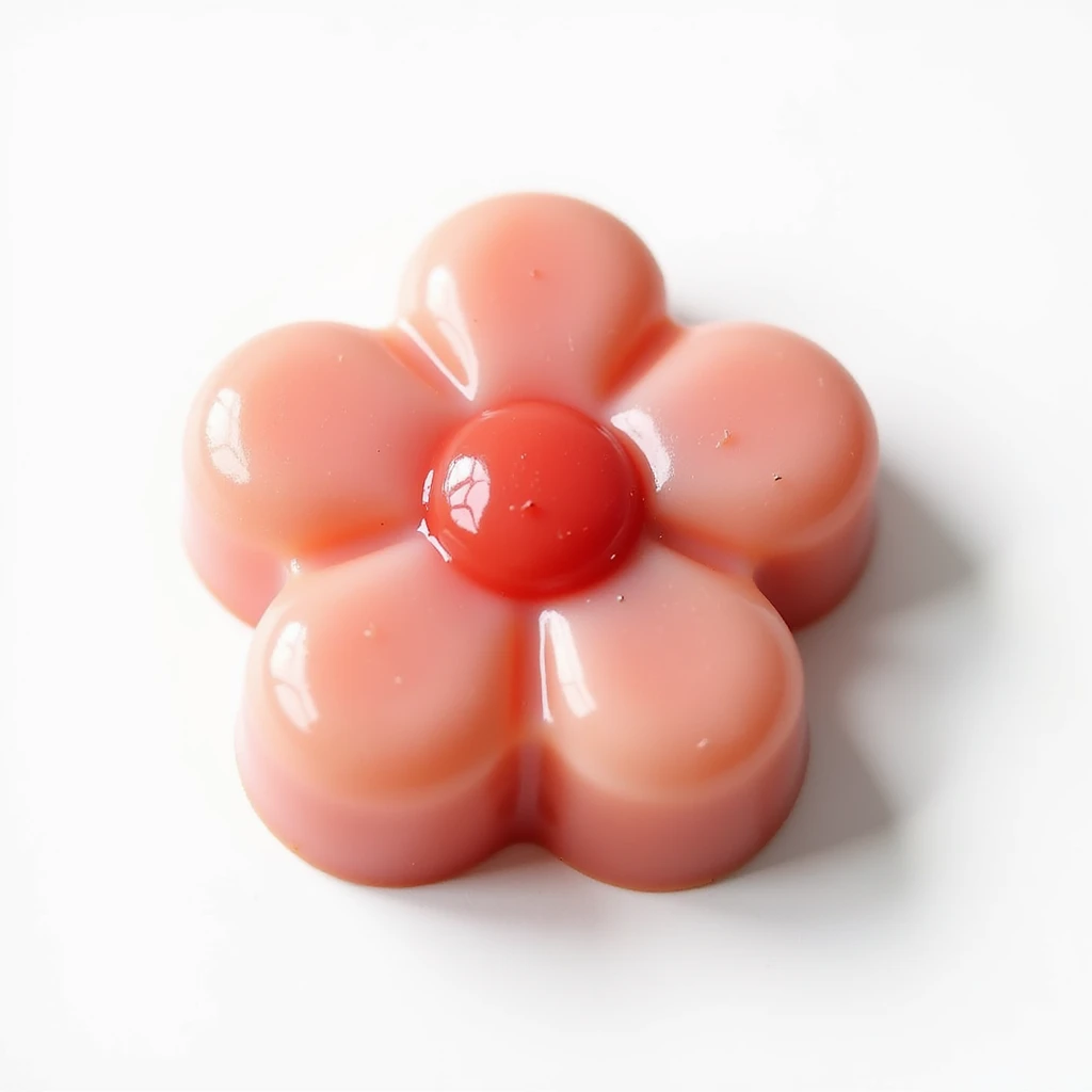 realistic flower-shaped candy with a glossy finish, isolated on a transparent background, no visible background emoji