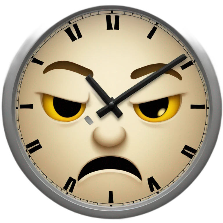 Angry looking at clock emoji