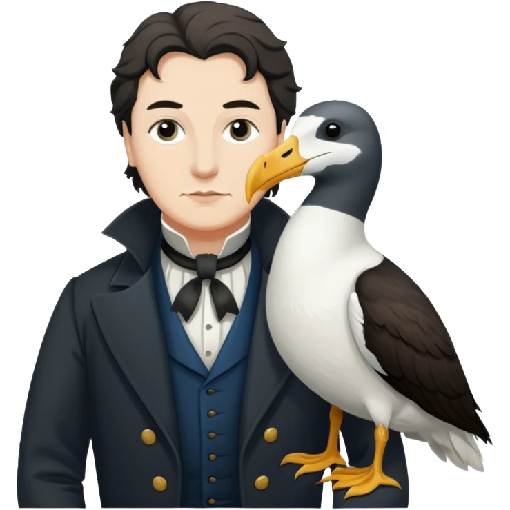 SAMUEL taylor Coleridge standing next to an albatross emoji
