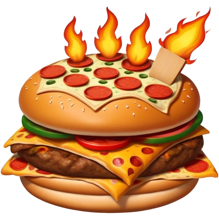 As una hamburguesa combinada con pizza y hoy fogata emoji