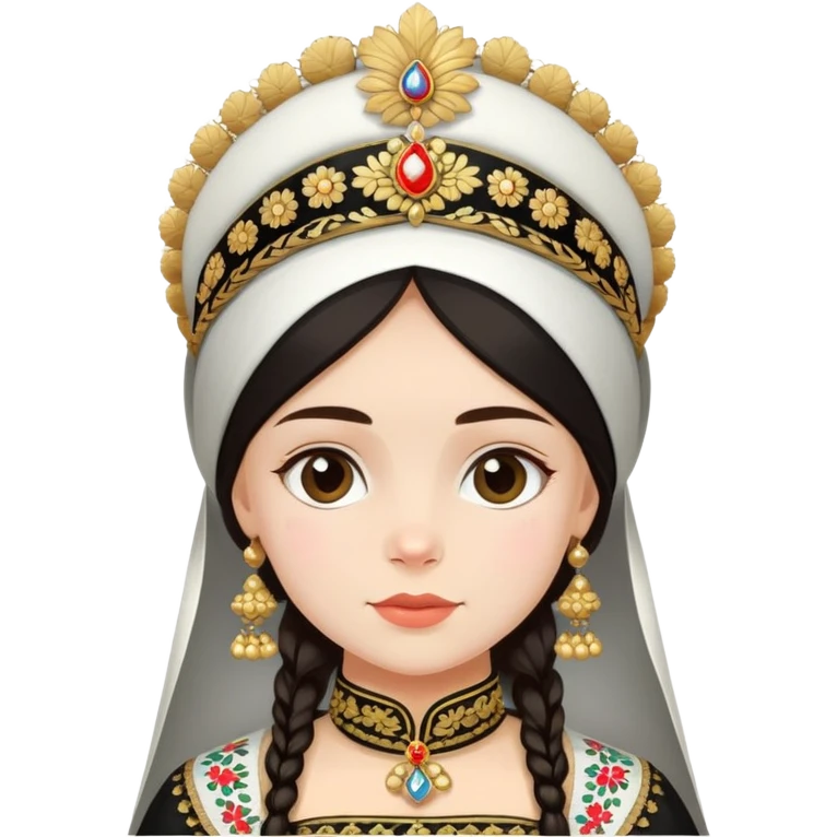 girl in russian costume and kokoshnik black emoji