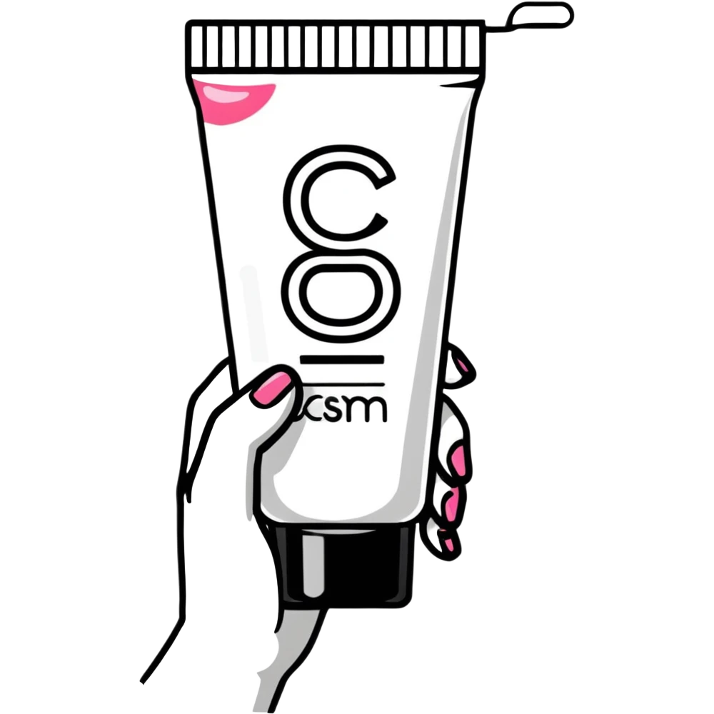 hand holding a beauty cream tube with a measurement mark emoji