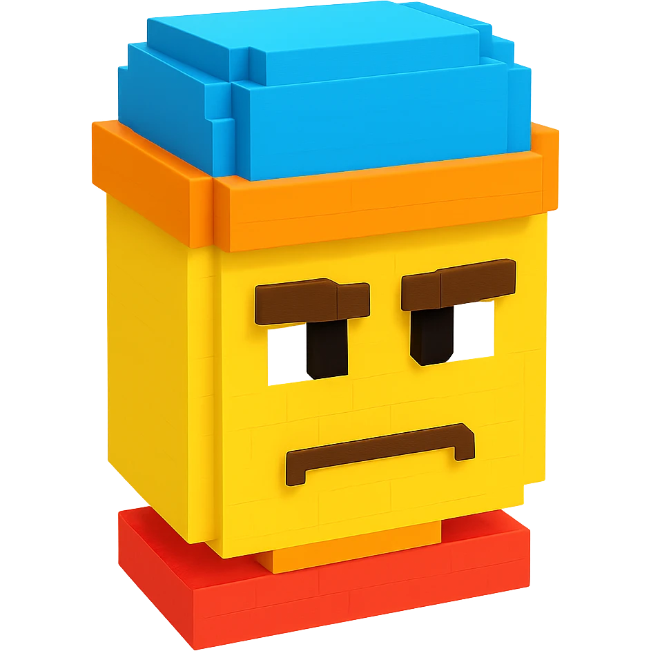 Roblox man face with ಠ_ಠ expression, blocky style emoji