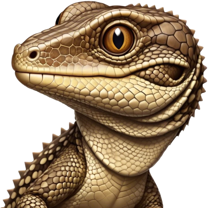 Cinematic Comical brown camo spotted monitor Lizard Portrait Emoji, Head tilted dramatically with an exaggeratedly shocked expression, featuring a robust, patterned body with wide, comically expressive eyes full of humorous disbelief, Simplified yet hilariously expressive features, highly detailed, glowing with a slightly sassy glow, high shine, dramatic yet playful, stylized with an air of quirky reptilian attitude, soft glowing outline, capturing the essence of a meme-worthy brown camo spotted monitor lizard that looks ready to side-eye its way into viral fame! emoji