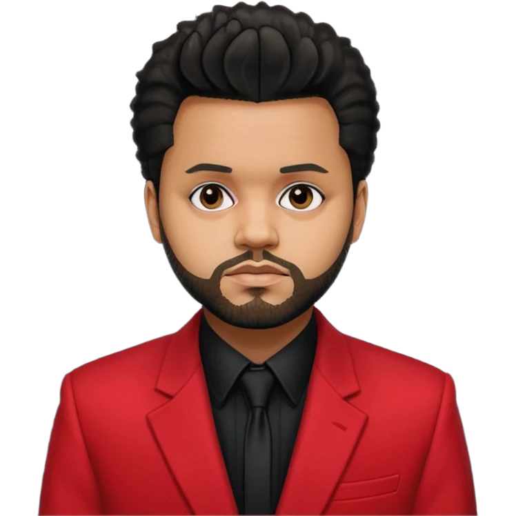 The Weeknd with black shirt, red suit jacket emoji