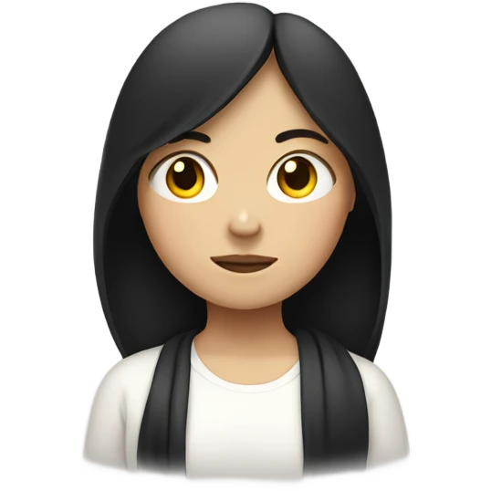 young white girl with black hair meditating emoji