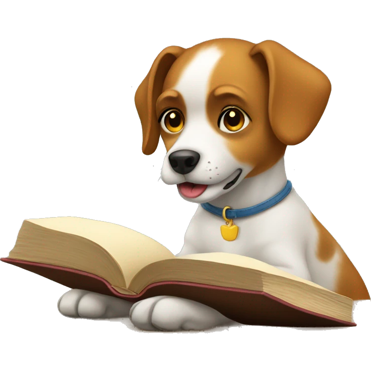 Dog reading a book emoji