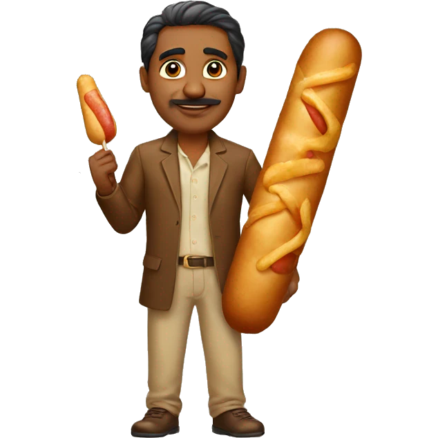 A Indian man with a corndog emoji