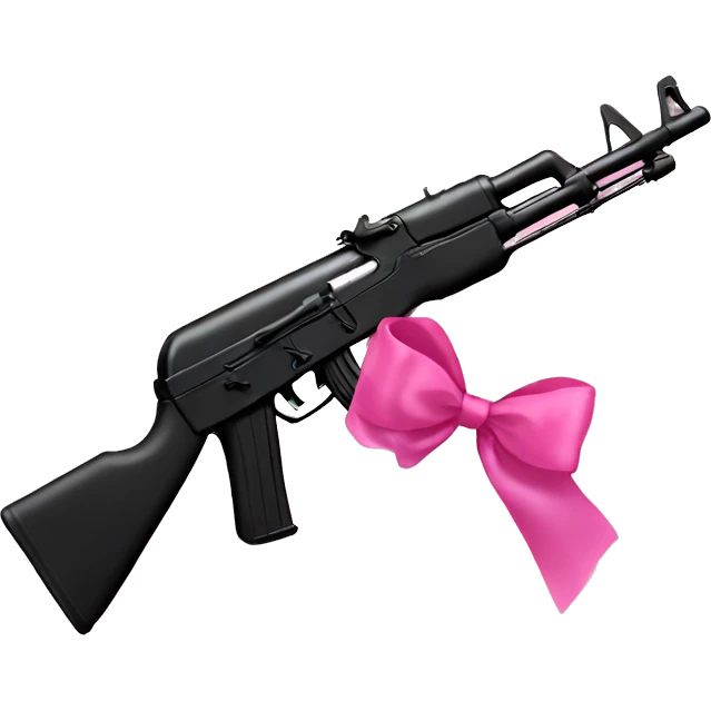 All black Ak47 with big pink bow on it  emoji