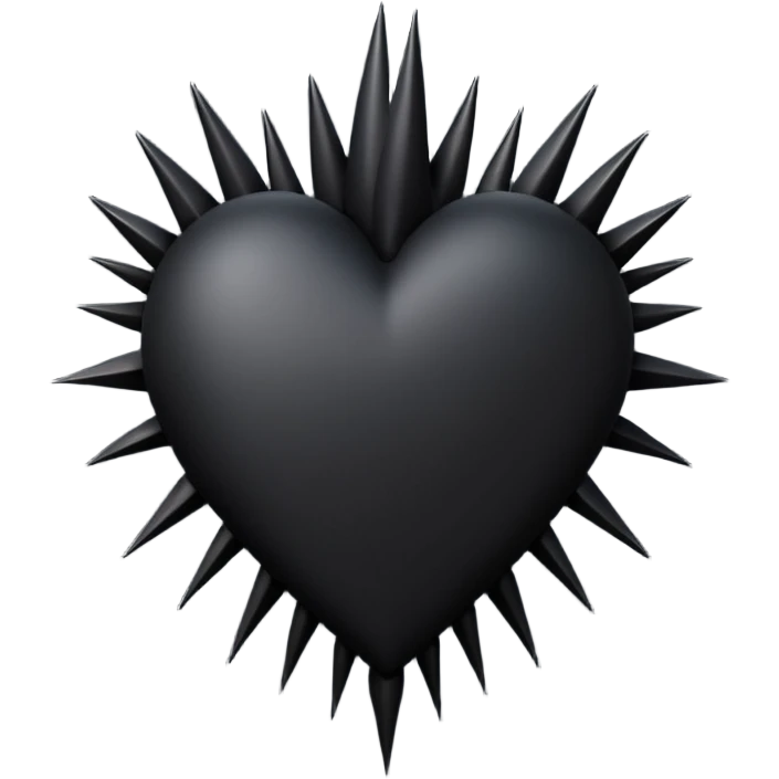 gothic black heart with organic black spikes emoji