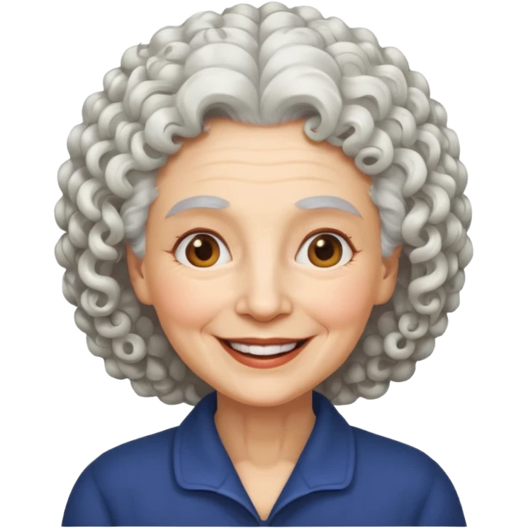 old woman with white curly hair emoji