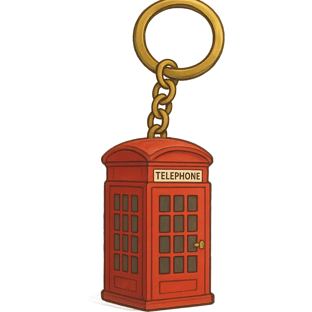 ghibli style London red phone box keyring emoji