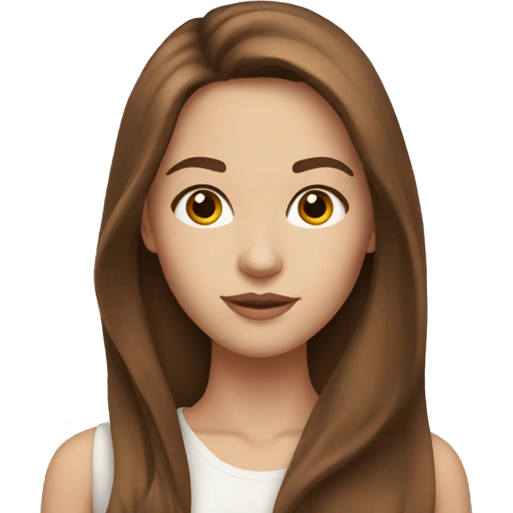 A model with long brown hair, white skin and brown eyes emoji