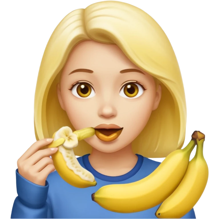 Frau nimmt geschälte Banane am Stück in den Mund emoji