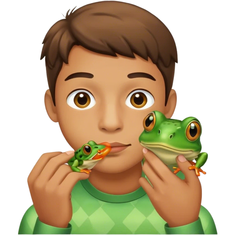 A YOUNG MAN EATING A FROG emoji