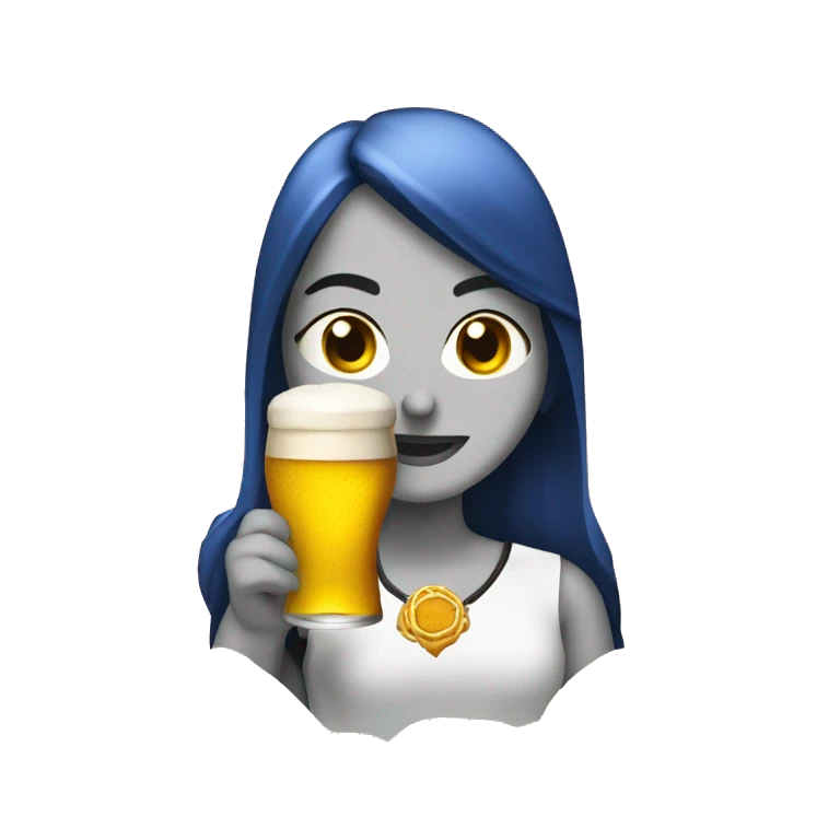 Chica pelirroja con una cerveza emoji