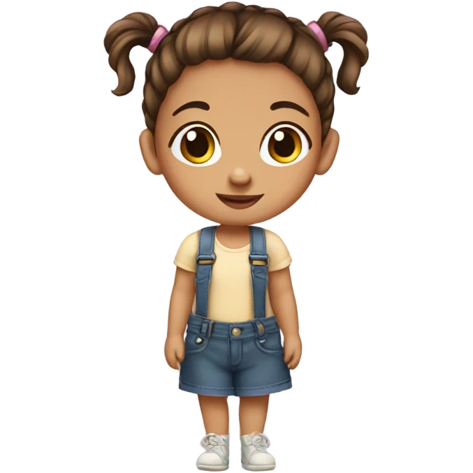 baby girl with brown hair and ponytails emoji