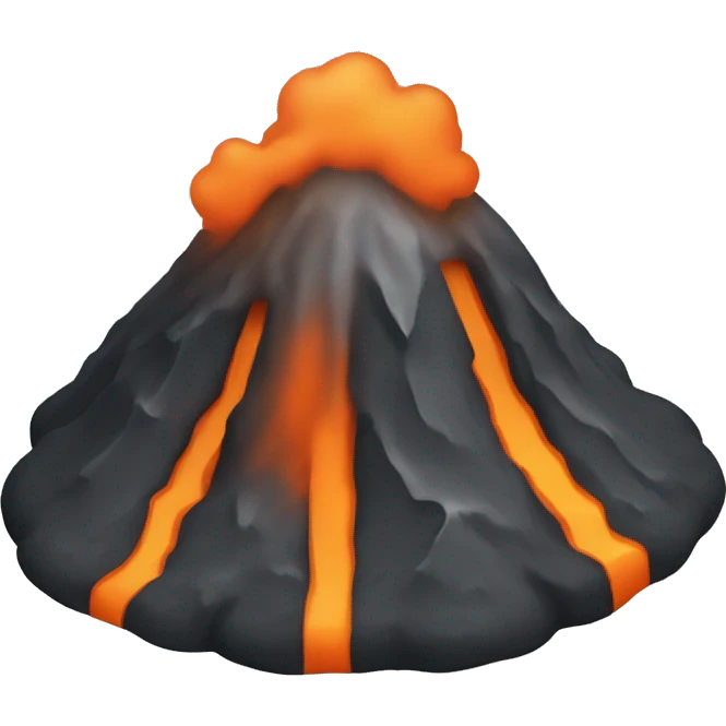 small black, gray and orange volcano
 emoji