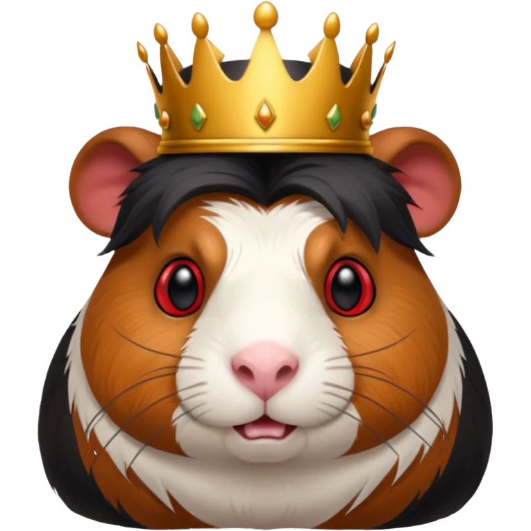 guinea pig evil king with sinister expression, black crown and red eyes emoji
