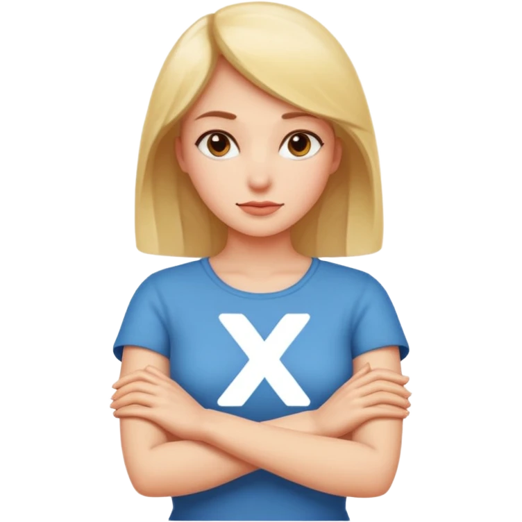 Woman Gesturing No, A woman with arms crossed forming an 'X' emoji