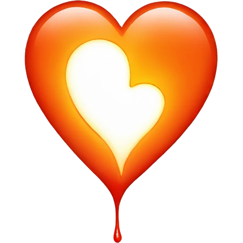 bleeding red heart shape glowing red-orange emoji