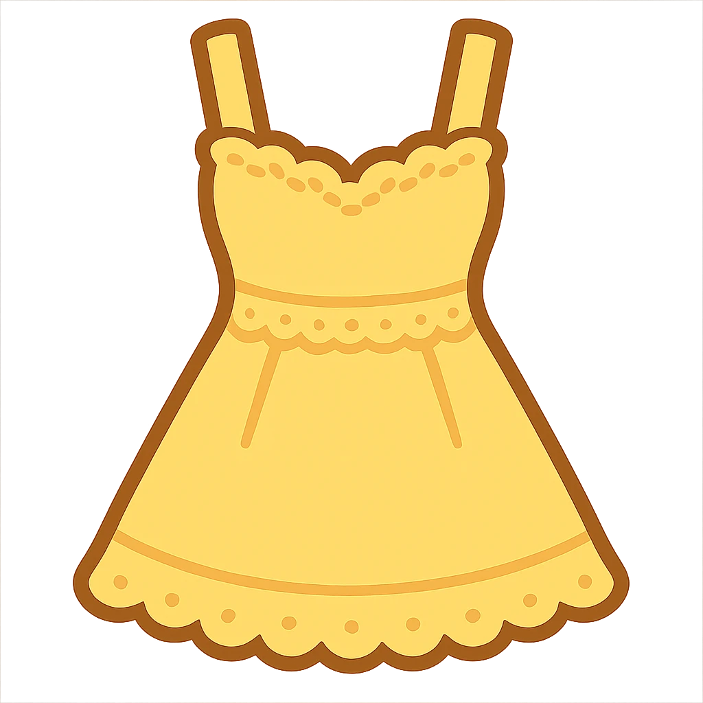 frilly lacey butter yellow summer sundress, flat twitter-style emoji emoji
