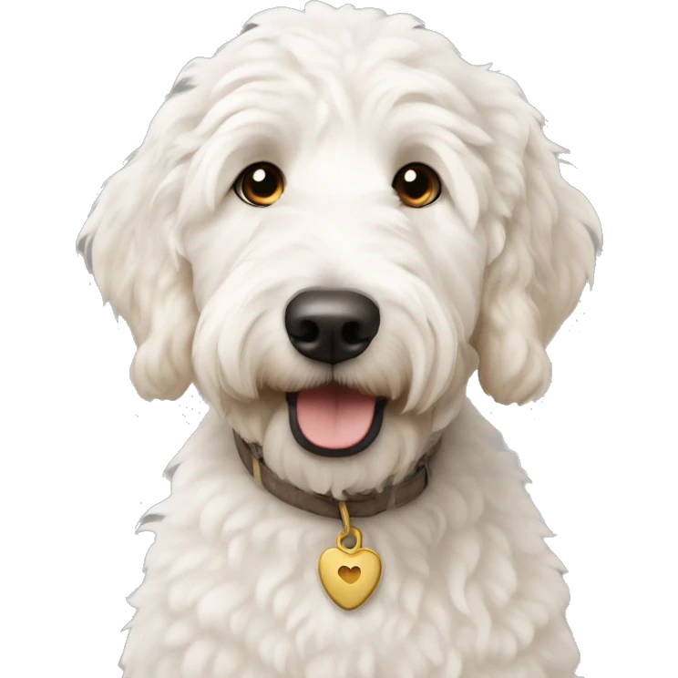 White Golden doodle with brown ears emoji