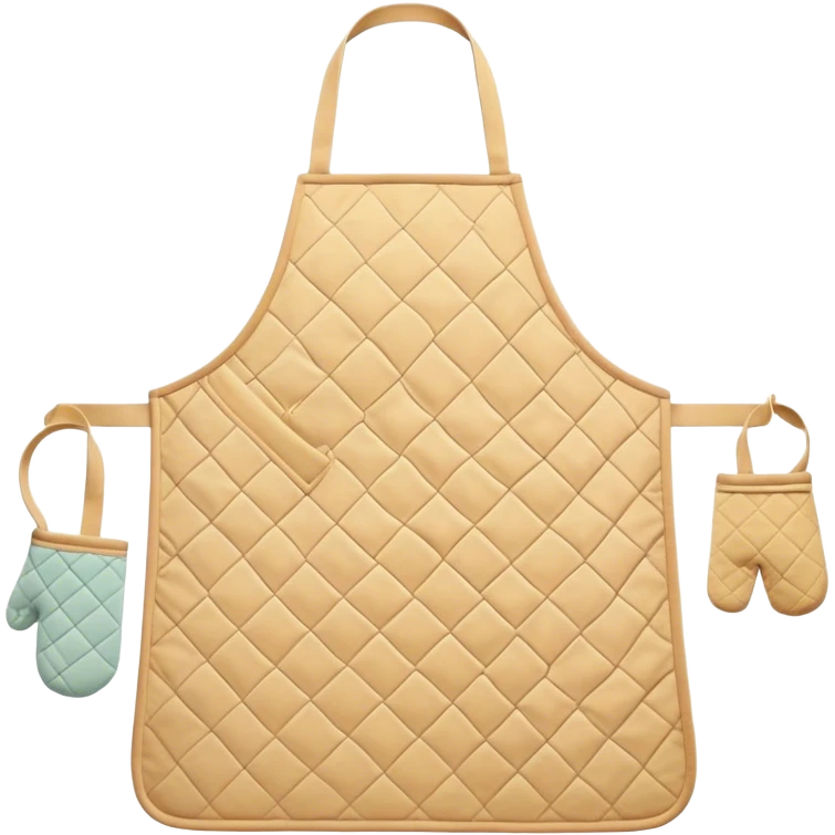 Cinematic Realistic Apron & Oven Mitts, a neatly folded soft pastel apron with subtle fabric textures, resting next to thickly padded oven mitts with a quilted pattern, warm golden kitchen lighting reflecting off the fabrics, evoking a sense of homely warmth and culinary creativity. emoji