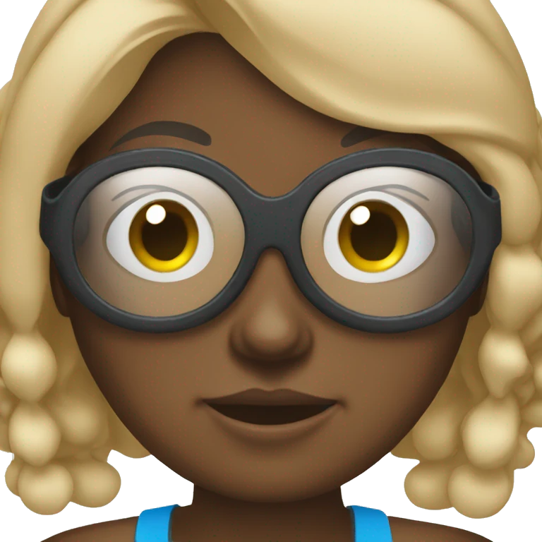 Black girl wearing googles swimming emoji