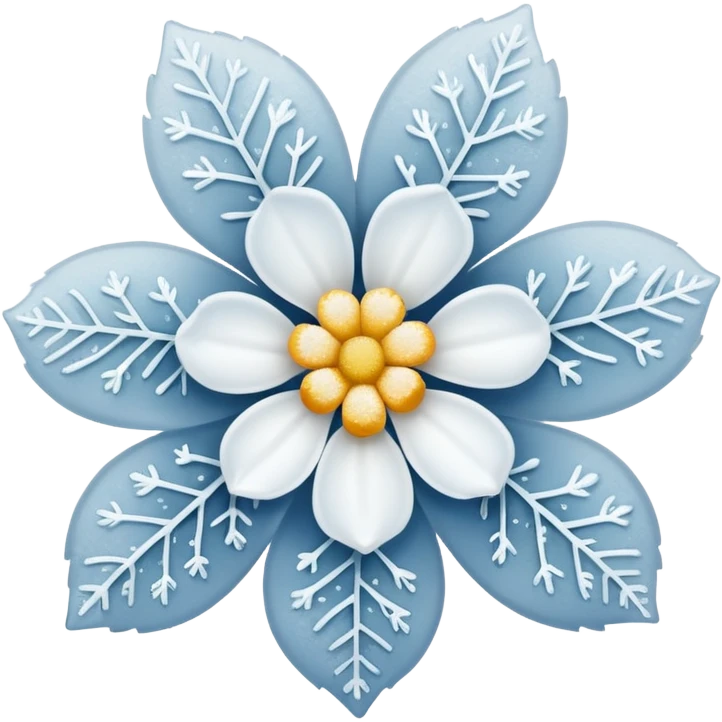 A tiny winter bloom dusted lightly with frost crystals. emoji