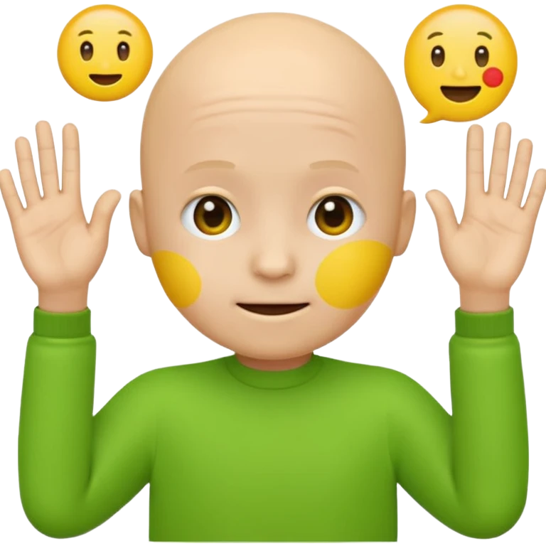 no hair round yellow emoji no finger upp with greenscreen emoji