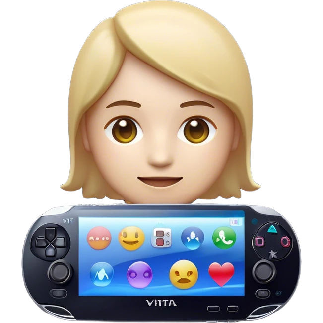 Clash of Clans aesthetic: Cinematic Playful PlayStation Vita Portrait Emoji, rendered in a 3D vector-style similar to standard emojis with minimal shading and bold, simplified shapes. A compact, distinct form with signature details, softly glowing with a cutting-edge console technology charm. Simplified yet unmistakably iconic, highly detailed and consistent, glowing with a soft radiance and high shine. Stylized with a touch of technological advancement and a soft glowing outline, capturing the essence of a beloved gaming relic with a friendly, playful manner! emoji