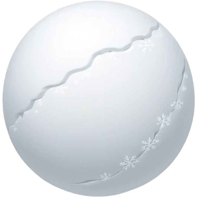 slightly irregular light snowball flying with soft flowing trail of snow and air, clean minimal iOS emoji style with soft shadows subtle highlights emoji