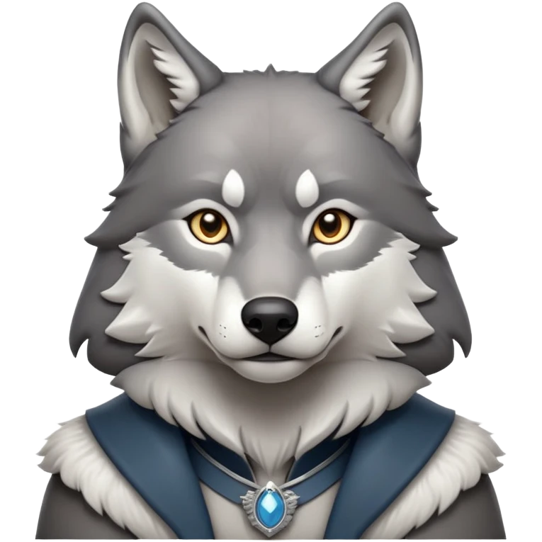 cinematic-noble-wolf-portrait-emoji,-poised-and-regal,-with-a-strong,-lean-build-and-a-sleek,-fur-of-grey-and-white,-deep-set-soulful-piercing-eyes,-simplified-yet-sharp-and-sophisticated-features,-highly-detailed,-full-body, zoomed out showing shoulders emoji