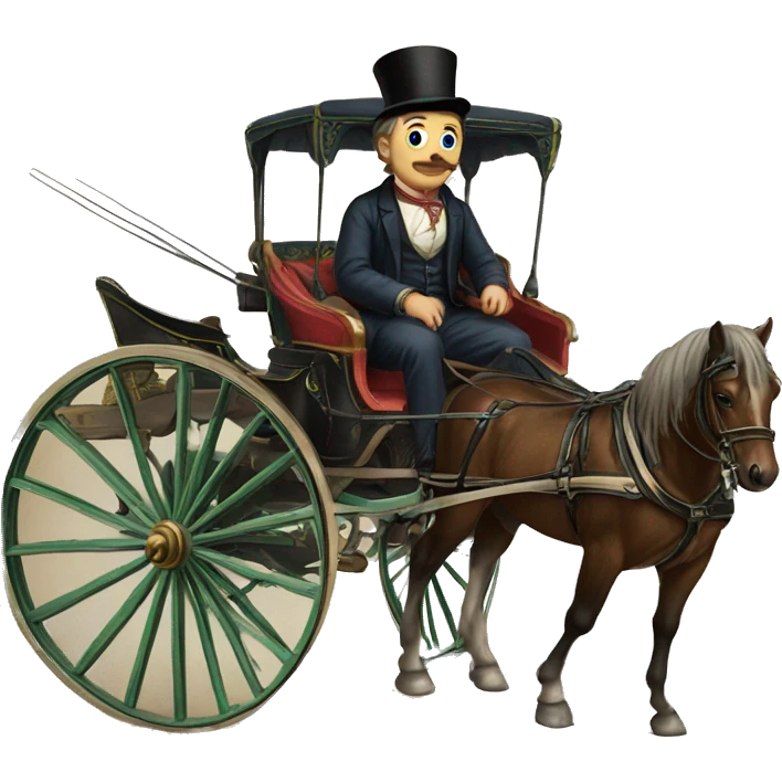a man sits in a horse-drawn carriage from Russia in the 19th century emoji