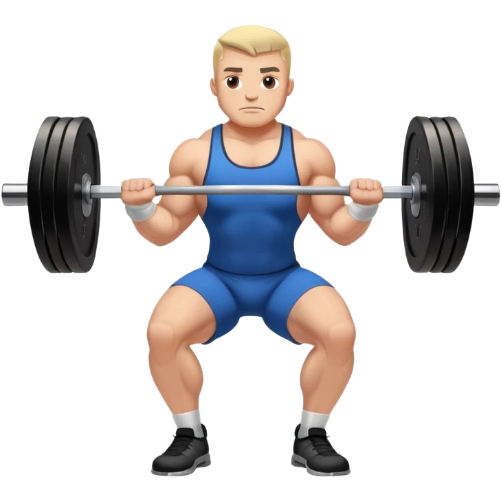 Powerlifter lifting a heavy barbell in a dramatic display of strength, muscles flexing under the pressure. The focus is on the lifter's intense effort and the heavy weights on each side. The background features a gym with weights and equipment, emphasizing the raw power of the sport.  emoji