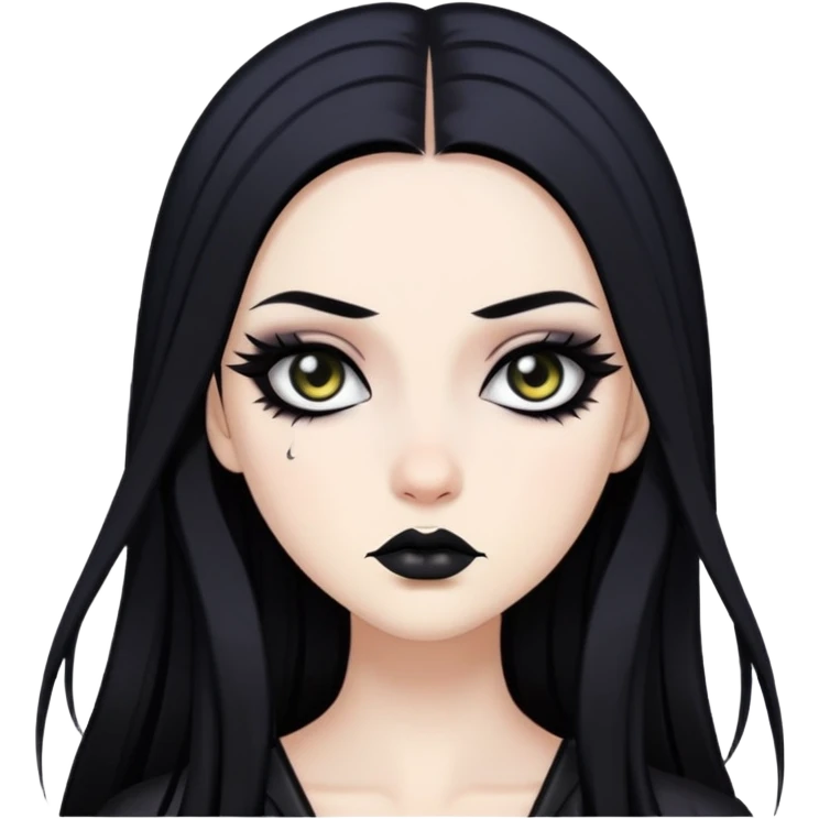 pretty long hair gothic baddie with eyeliner emoji