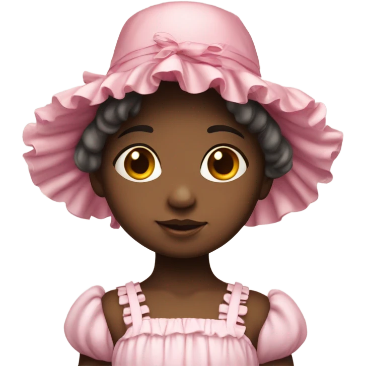 Little girl with pink frilly flower dress and little bonnet on head  emoji