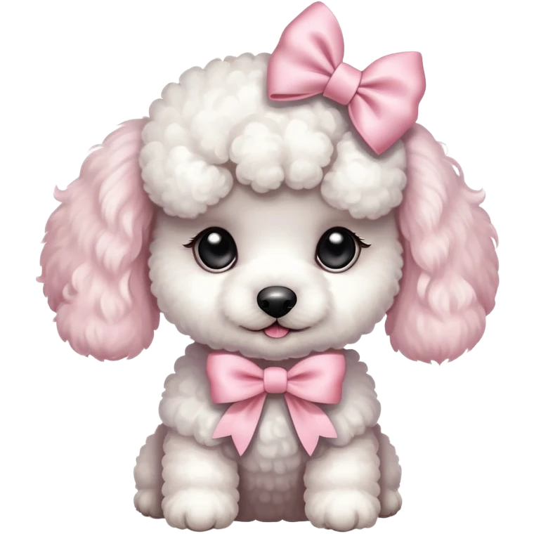 White poodle puppy with pastel pink bow emoji