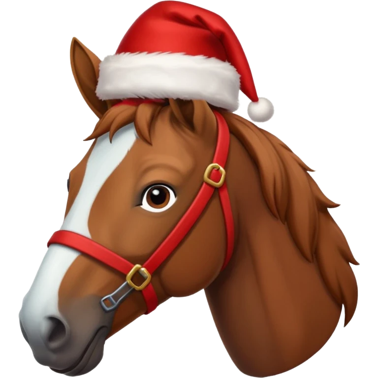 christmas brown horse with a red saddle emoji